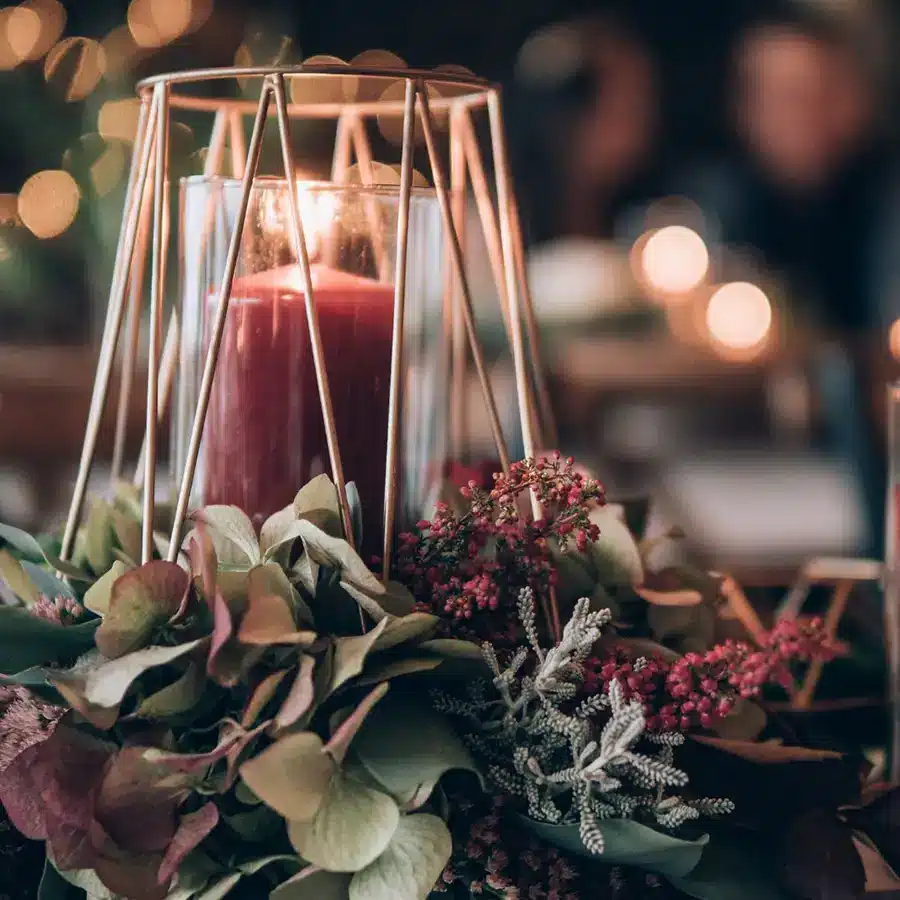 Winter Wedding Table Decor Candle