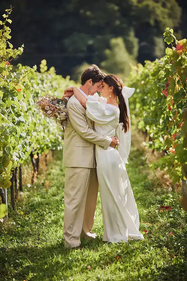 Wedding Couple In Vineyard